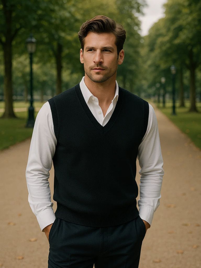 Men’s Cashmere Sweater – Neck Vest Soft Luxury Knit