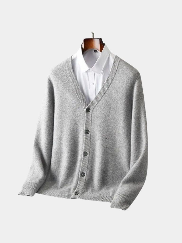 Men’s Cardigan Sweater – Merino Wool Neck Casual Everyday Knitwear