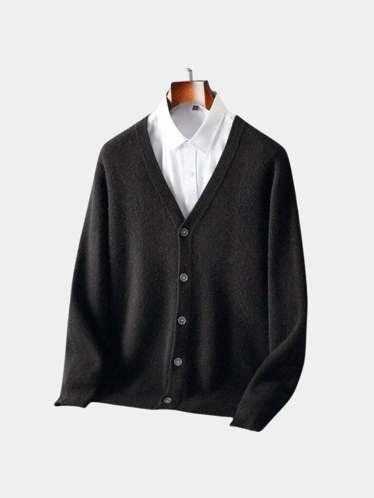 Men’s Cardigan Sweater – Merino Wool Neck Casual Everyday Knitwear