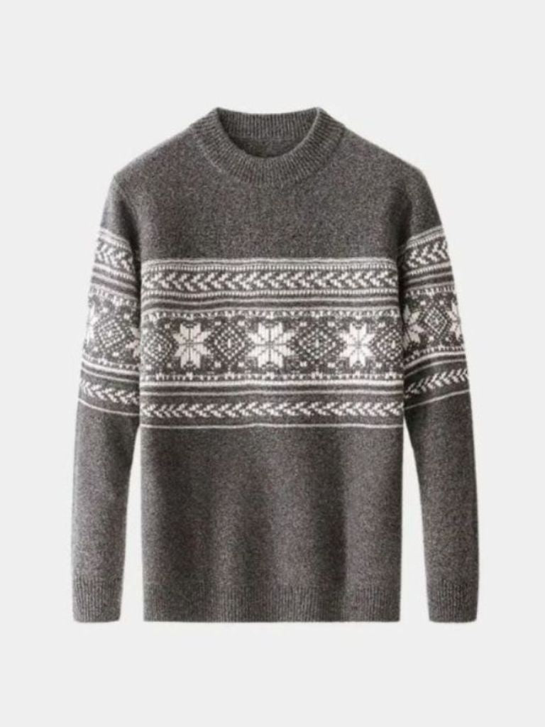 Men’s Knit Sweater – Wool Fair Isle Casual Everyday Knitwear