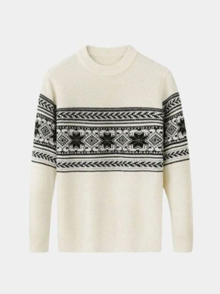 Men’s Knit Sweater – Wool Fair Isle Casual Everyday Knitwear