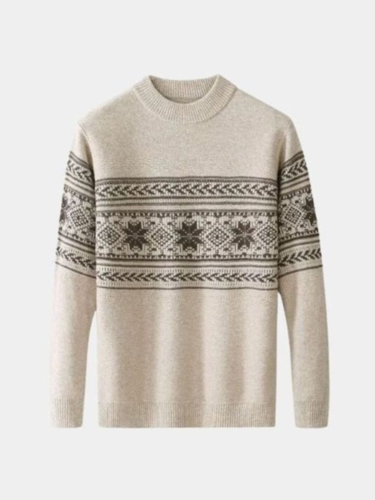 Men’s Knit Sweater – Wool Fair Isle Casual Everyday Knitwear