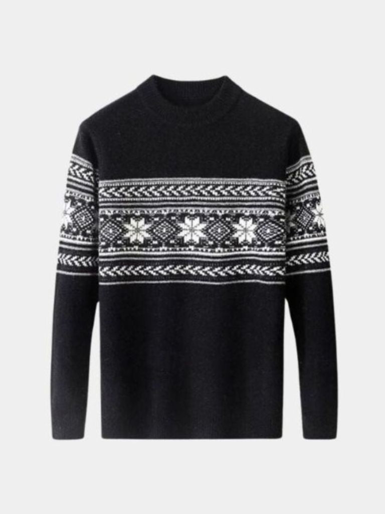 Men’s Knit Sweater – Wool Fair Isle Casual Everyday Knitwear