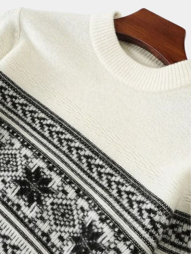 Men’s Knit Sweater – Wool Fair Isle Casual Everyday Knitwear