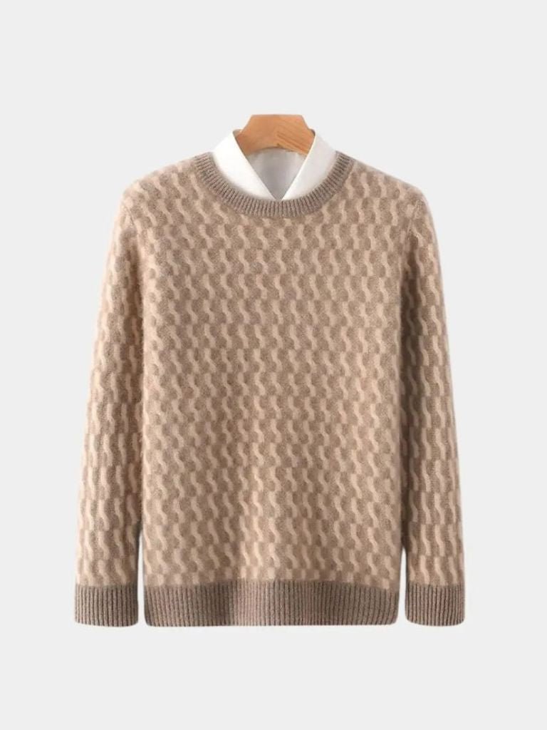 Men’s Knit Sweater – Wool Geometric Crew Casual Everyday Knitwear