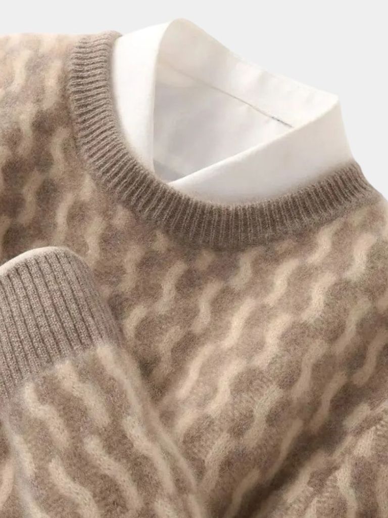 Men’s Knit Sweater – Wool Geometric Crew Casual Everyday Knitwear