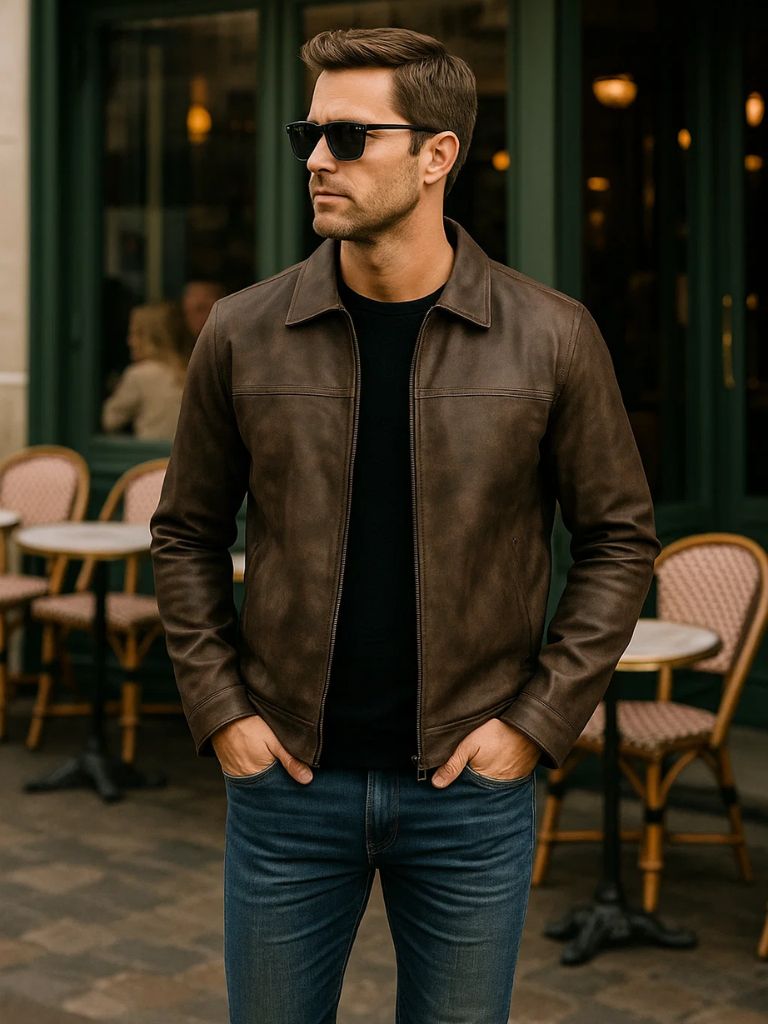 Men’s Leather Jacket – Regent Estate Classic Moto Style