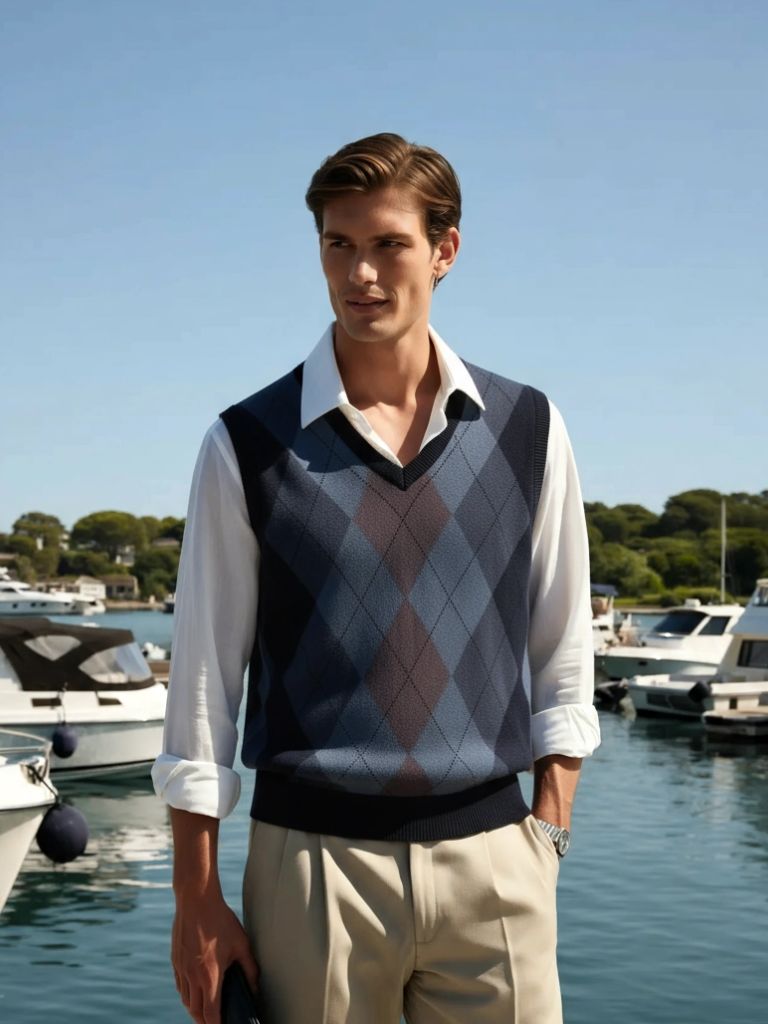Men’s Knit Sweater – Academic Essential Vest Casual Everyday Knitwear