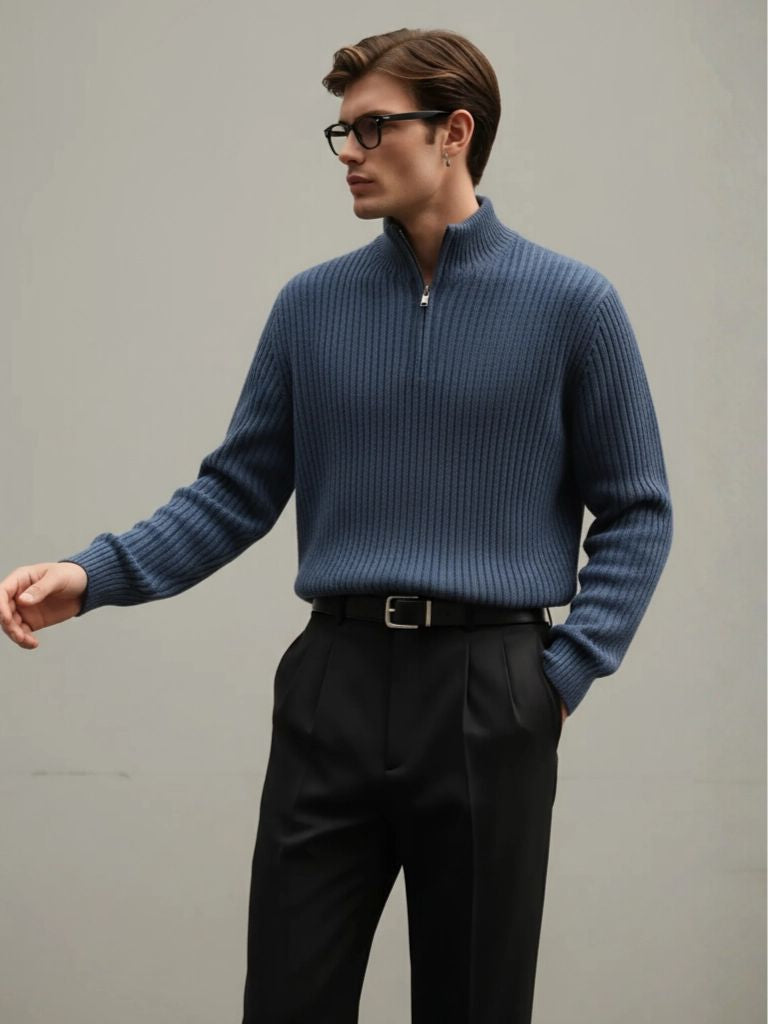 Men’s Knit Sweater – Highland Quarter Zip Casual Everyday Knitwear
