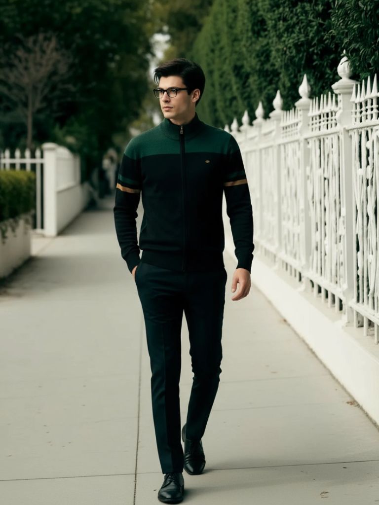 Men’s Knit Cardigan Sweater – Zipper Standing Collar Casual Everyday Knitwear