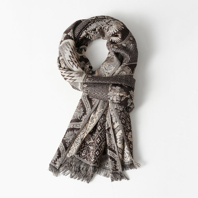 Men’s Woven Jacquard Scarf – Classic Winter Pattern