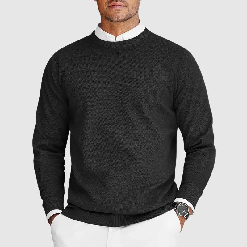 Men’s Tailored Crewneck Sweater – Signature Knit Design