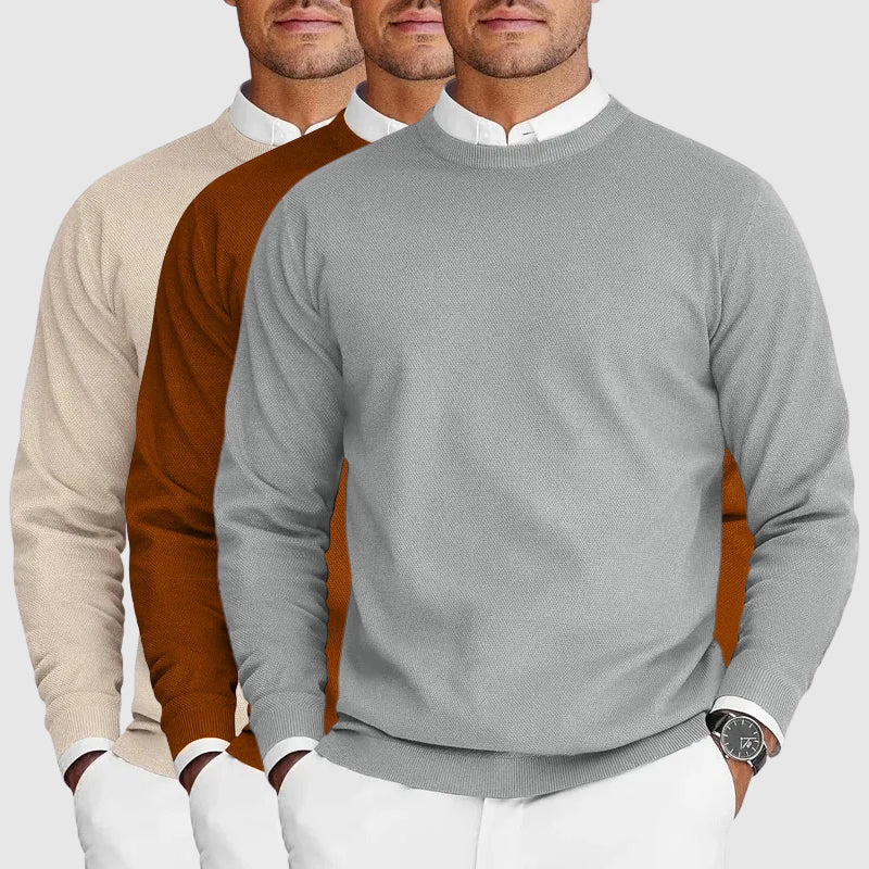 Men’s Tailored Crewneck Sweater – Signature Knit Design