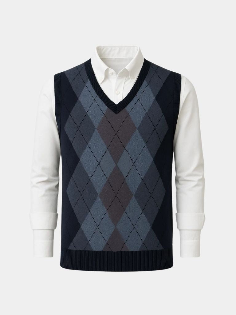 Men’s Knit Sweater – Academic Essential Vest Casual Everyday Knitwear