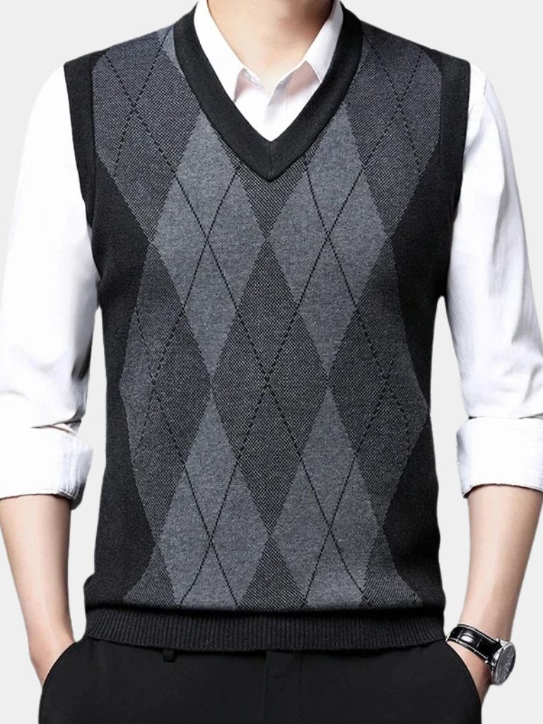 Men’s Knit Sweater – Academic Essential Vest Casual Everyday Knitwear