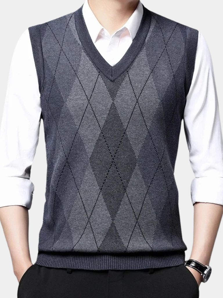 Men’s Knit Sweater – Academic Essential Vest Casual Everyday Knitwear