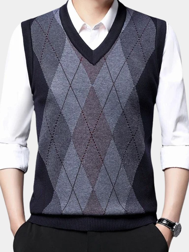 Men’s Knit Sweater – Academic Essential Vest Casual Everyday Knitwear