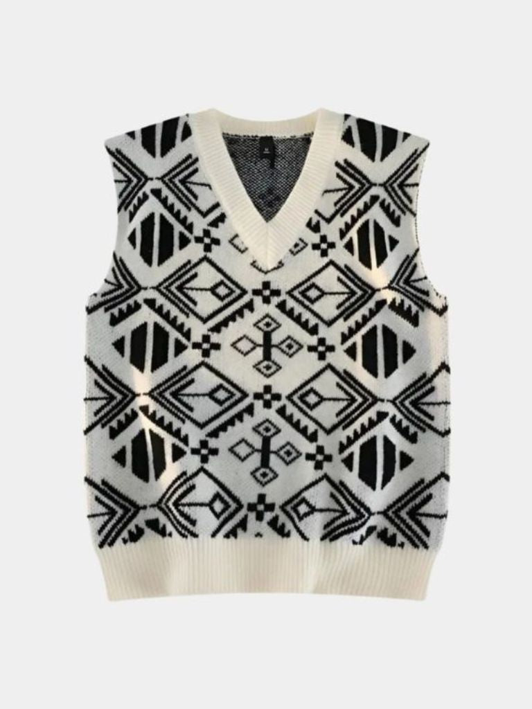 Men’s Knit Sweater – Academic Retro Vest Casual Everyday Knitwear