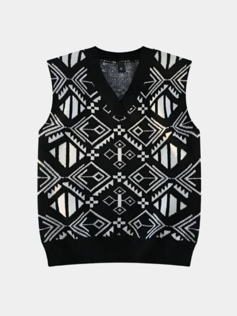 Men’s Knit Sweater – Academic Retro Vest Casual Everyday Knitwear
