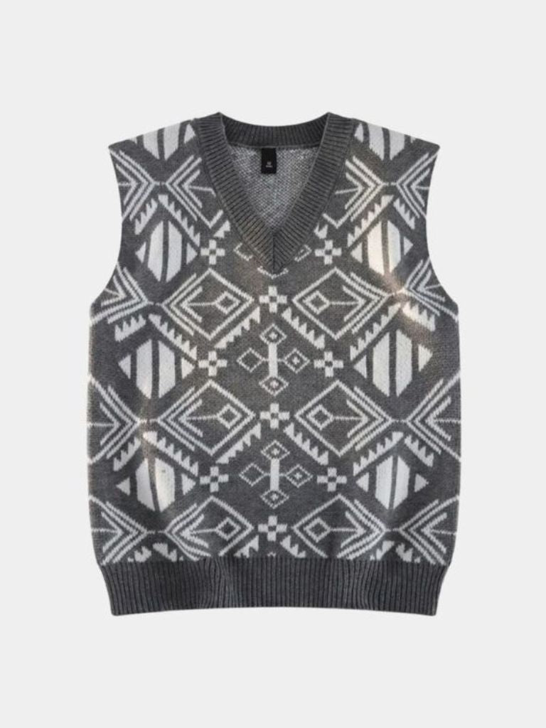 Men’s Knit Sweater – Academic Retro Vest Casual Everyday Knitwear