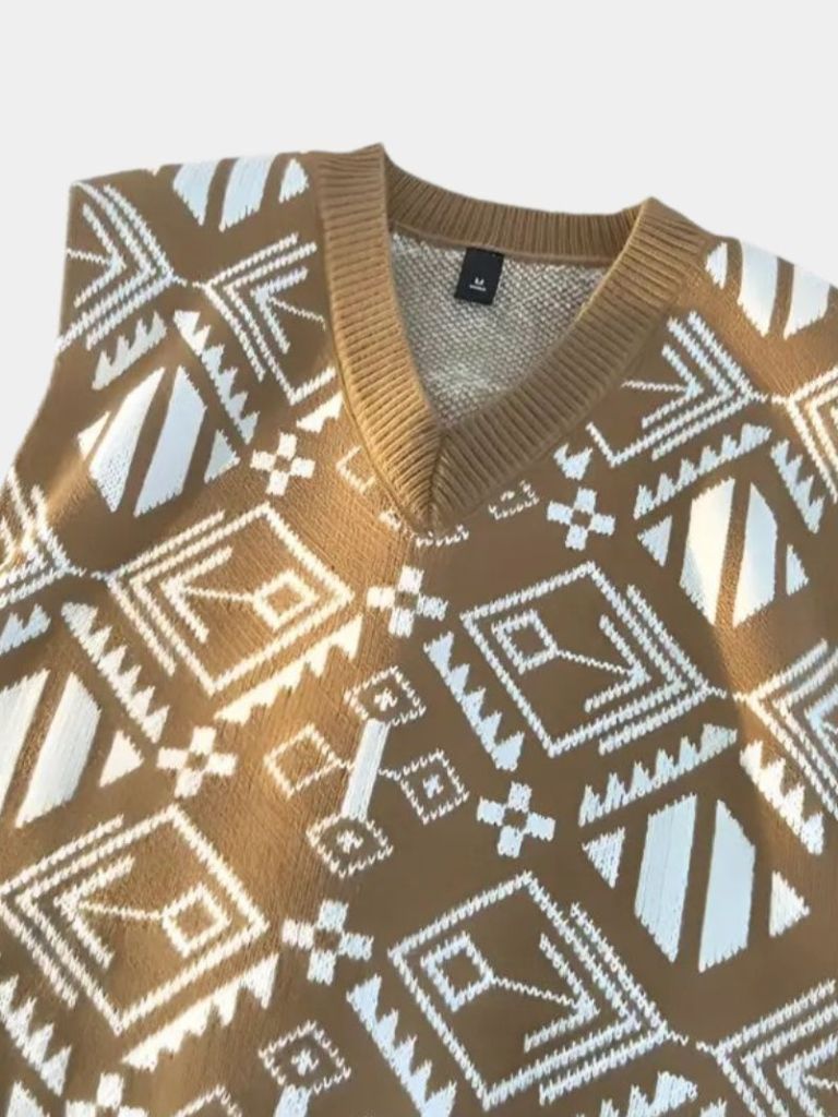 Men’s Knit Sweater – Academic Retro Vest Casual Everyday Knitwear