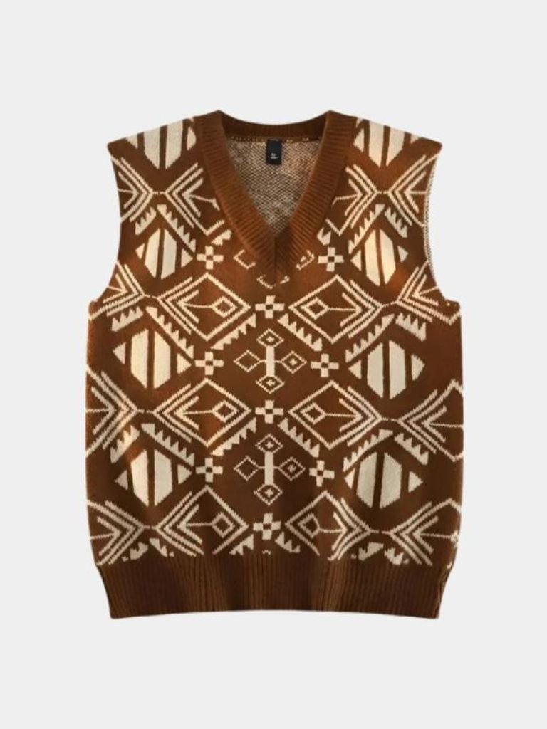 Men’s Knit Sweater – Academic Retro Vest Casual Everyday Knitwear