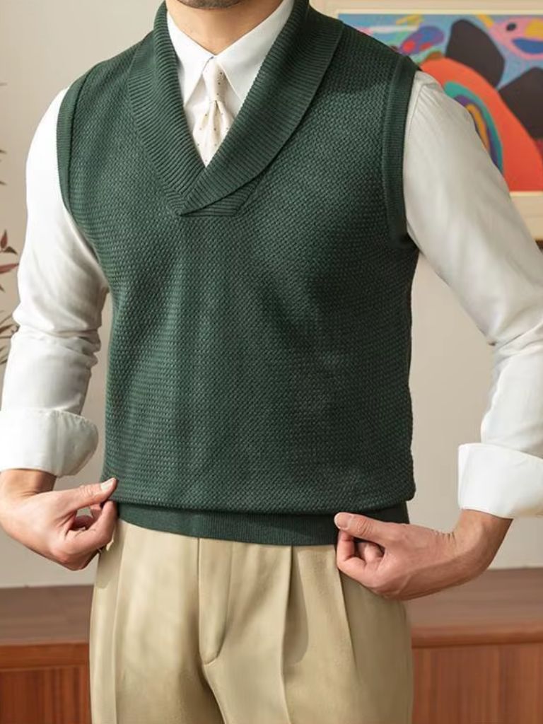 Men’s Knit Sweater – British Vest Waistcoat Casual Everyday Knitwear