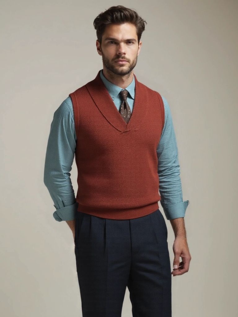 Men’s Knit Sweater – British Vest Waistcoat Casual Everyday Knitwear