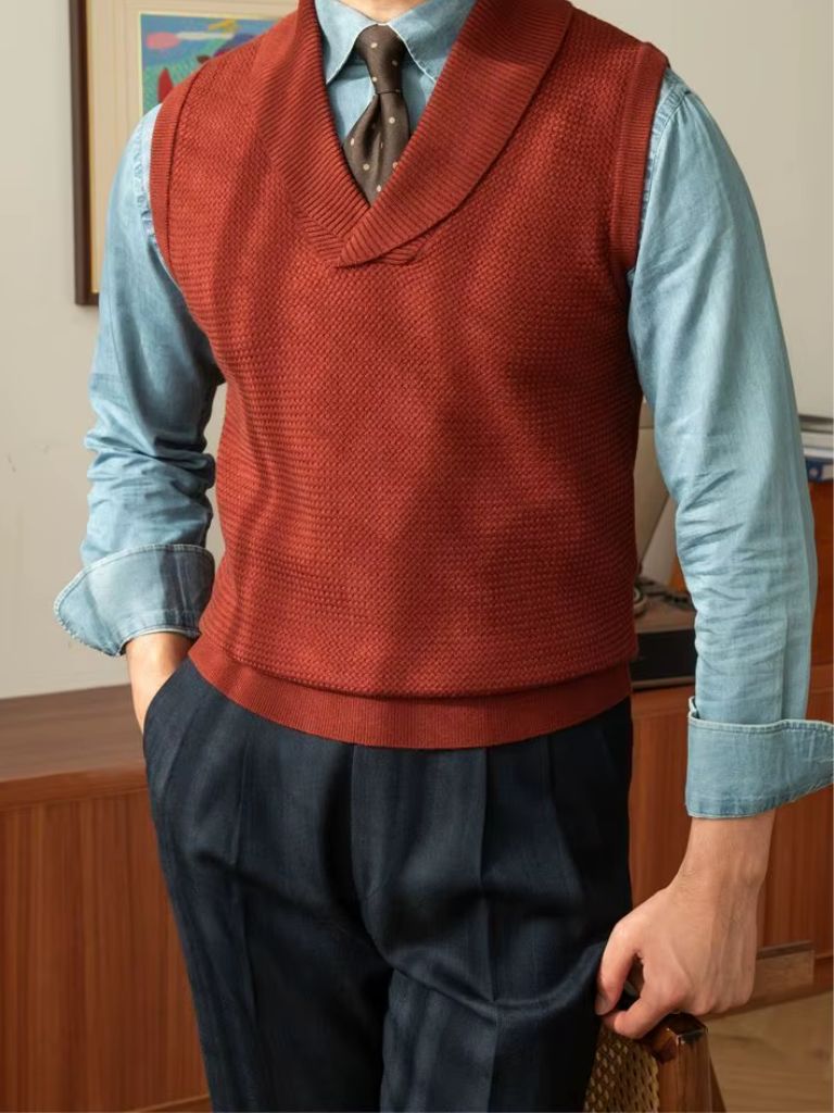 Men’s Knit Sweater – British Vest Waistcoat Casual Everyday Knitwear