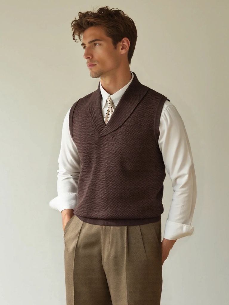 Men’s Knit Sweater – British Vest Waistcoat Casual Everyday Knitwear