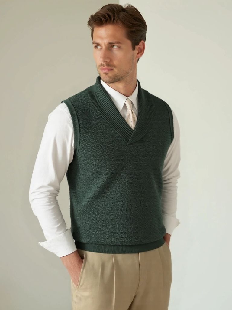 Men’s Knit Sweater – British Vest Waistcoat Casual Everyday Knitwear