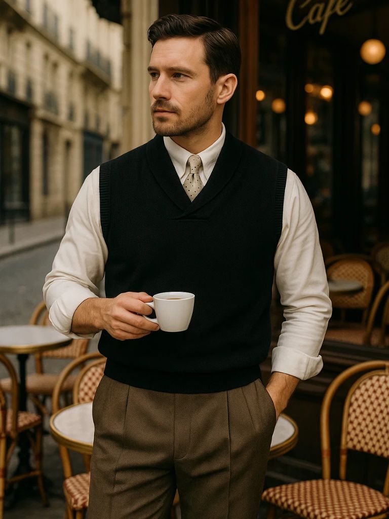 Men’s Knit Sweater – British Vest Waistcoat Casual Everyday Knitwear