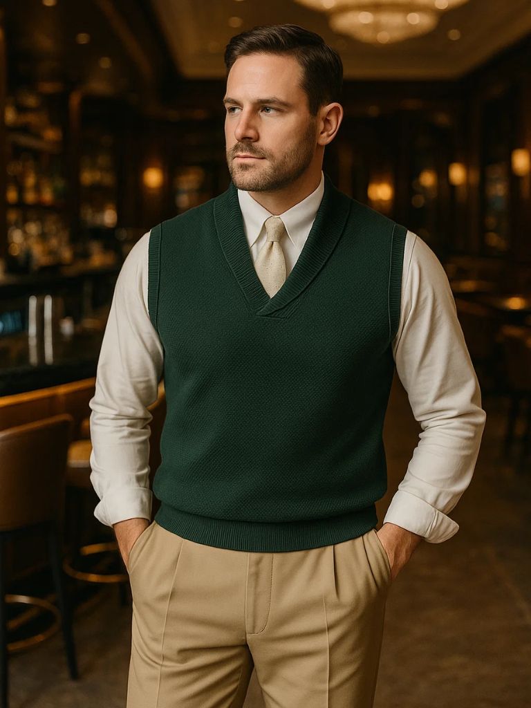 Men’s Knit Sweater – British Vest Waistcoat Casual Everyday Knitwear