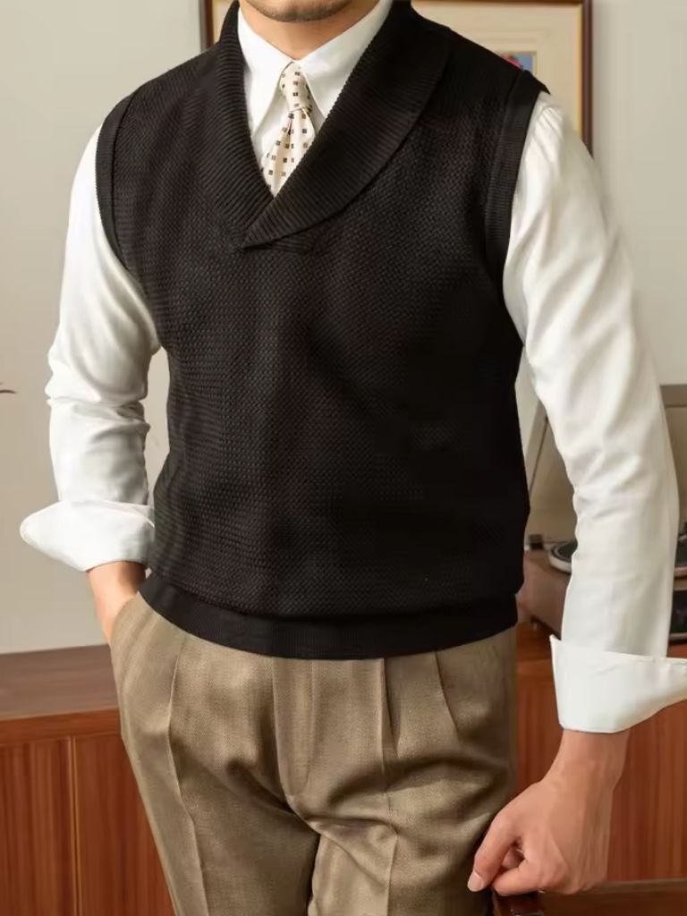 Men’s Knit Sweater – British Vest Waistcoat Casual Everyday Knitwear