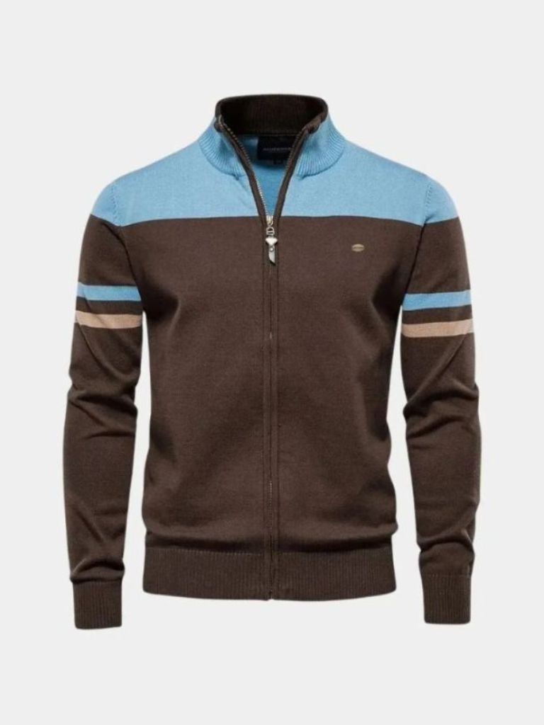 Men’s Knit Cardigan Sweater – Zipper Standing Collar Casual Everyday Knitwear