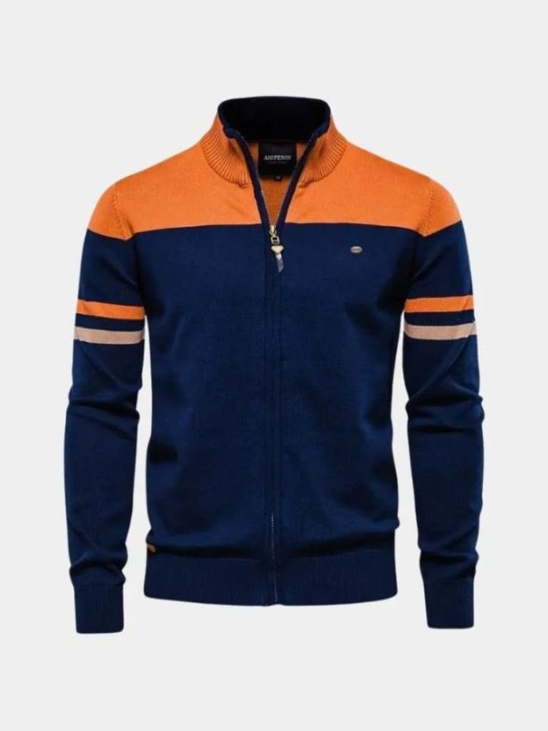 Men’s Knit Cardigan Sweater – Zipper Standing Collar Casual Everyday Knitwear
