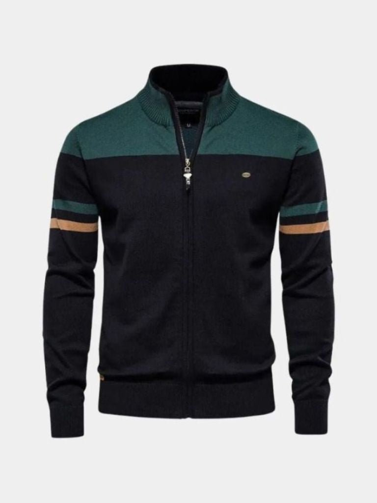 Men’s Knit Cardigan Sweater – Zipper Standing Collar Casual Everyday Knitwear