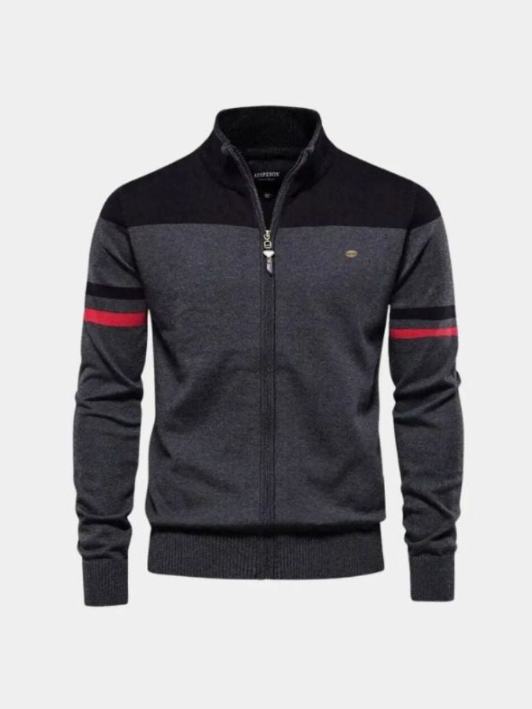Men’s Knit Cardigan Sweater – Zipper Standing Collar Casual Everyday Knitwear