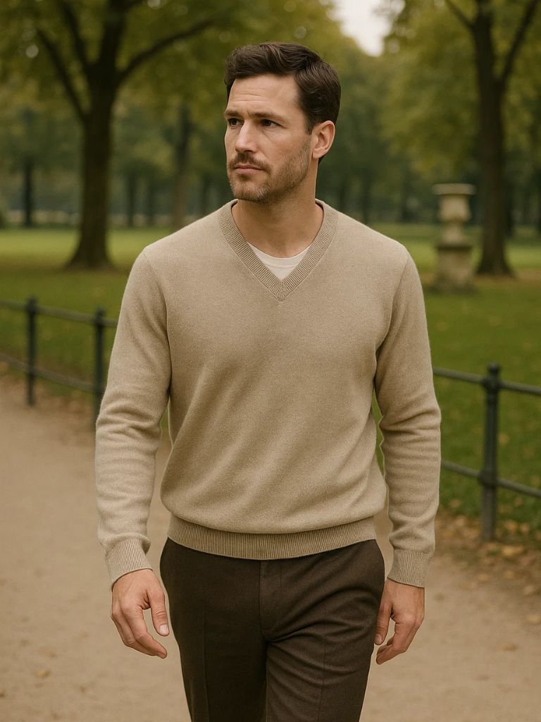 Men’s Cashmere Sweater – Neck Knitwear Soft Luxury Knit