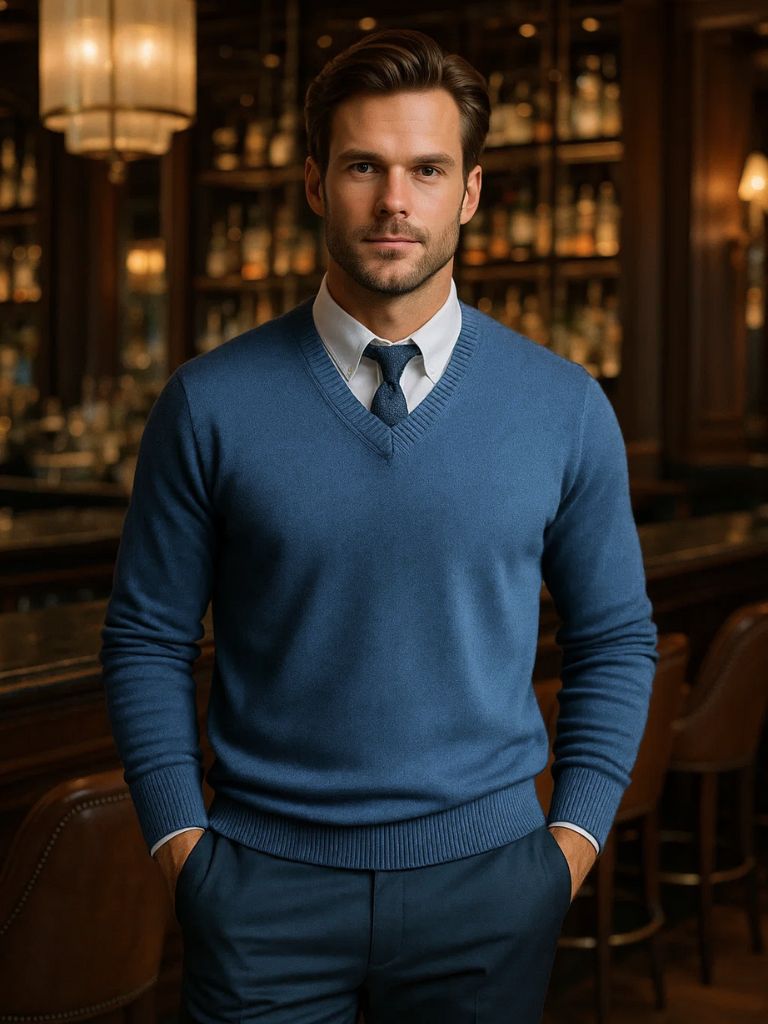 Men’s Cashmere Sweater – Neck Knitwear Soft Luxury Knit