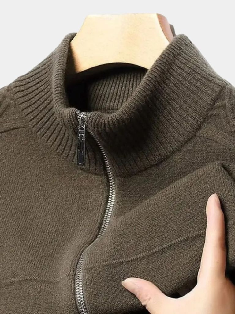Men’s Cashmere Sweater – Zip Turtleneck Soft Luxury Knit