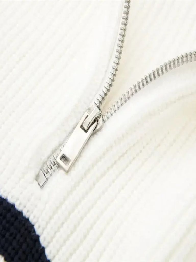 Men’s Knit Sweater – Striped Zip Casual Everyday Knitwear