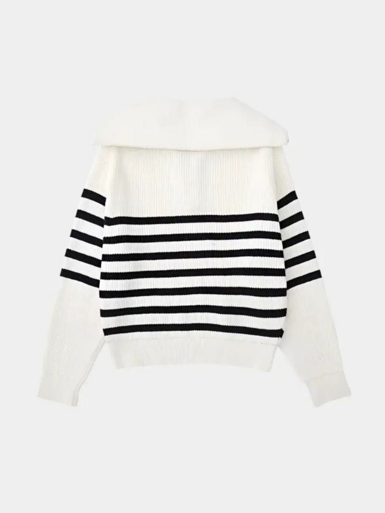 Men’s Knit Sweater – Striped Zip Casual Everyday Knitwear