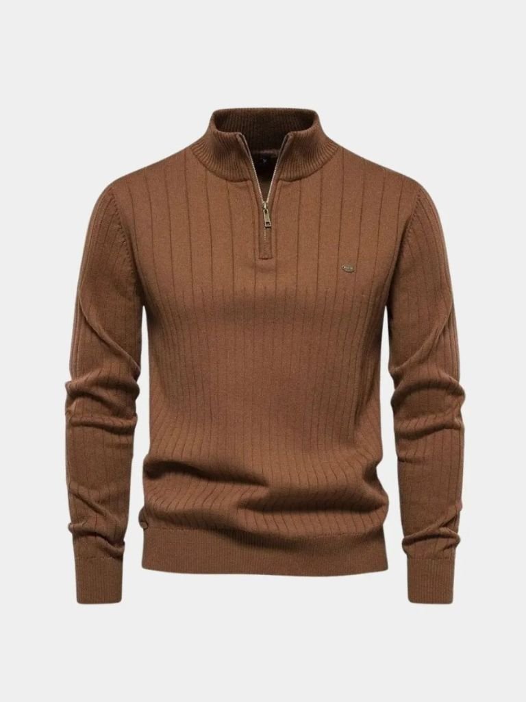 Men’s Knit Sweater – Cotton Vertical Stripes Casual Everyday Knitwear