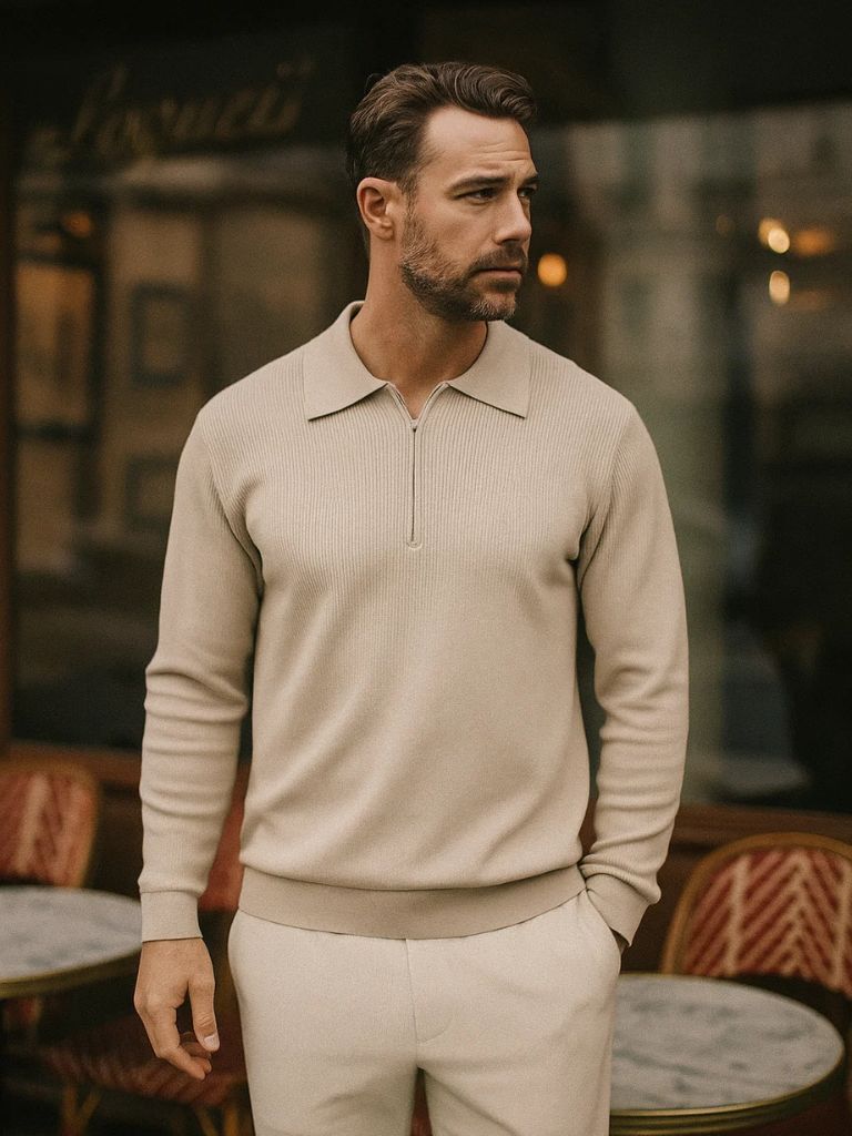 Men’s Knit Sweater – Essential Half Zip Casual Everyday Knitwear