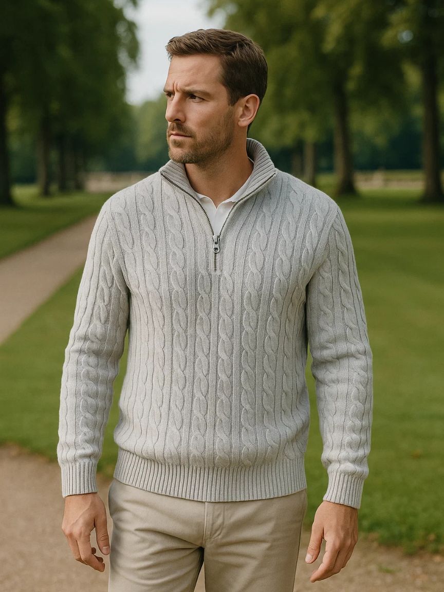 Men’s Knit Sweater – Essential Half Zip Casual Everyday Knitwear