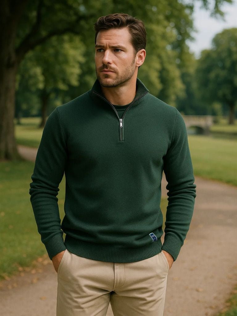 Men’s Knit Sweater – Essential Quarter Zip Casual Everyday Knitwear
