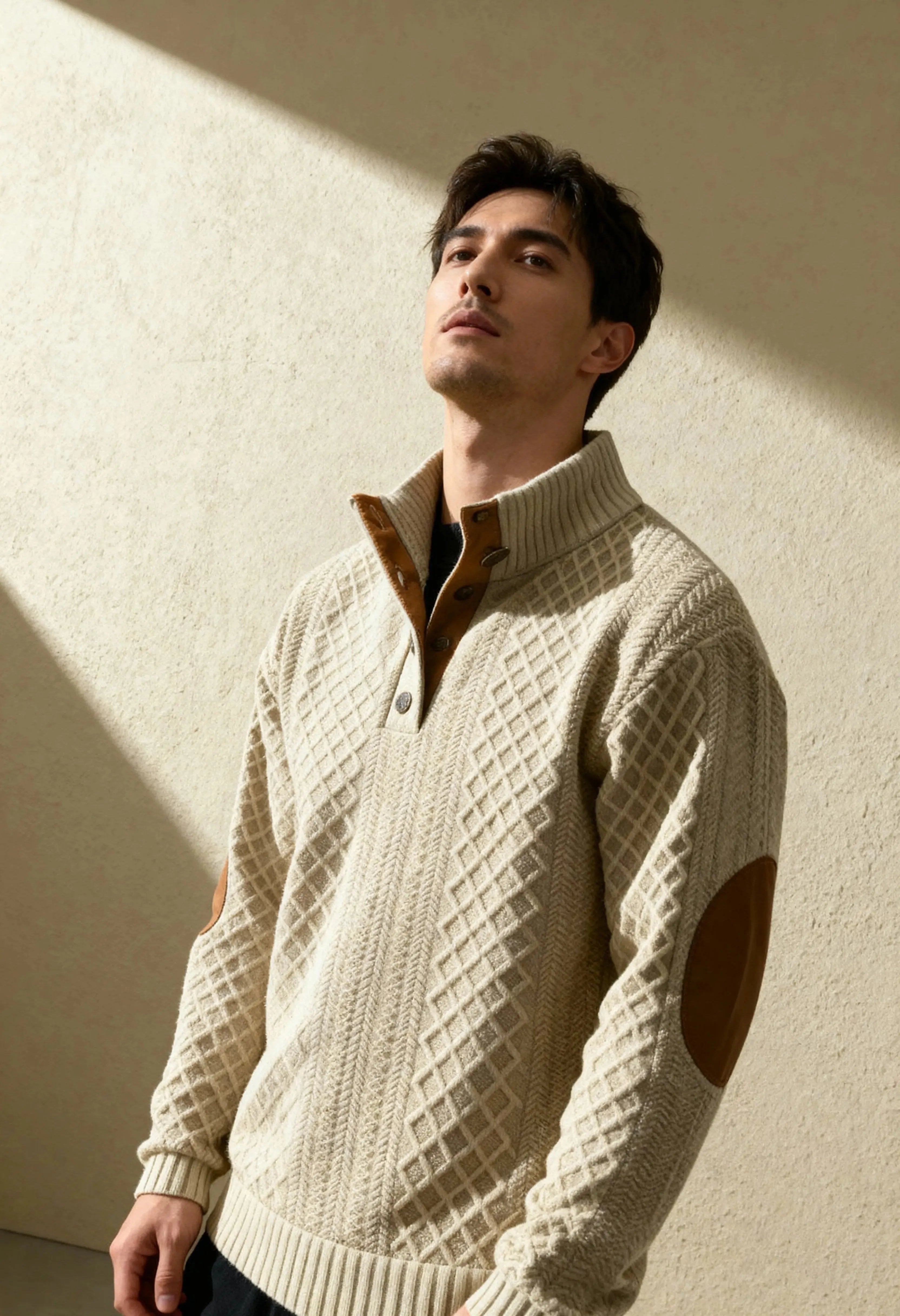 Men’s Knit Sweater – High Collar Pullover Casual Everyday Knitwear