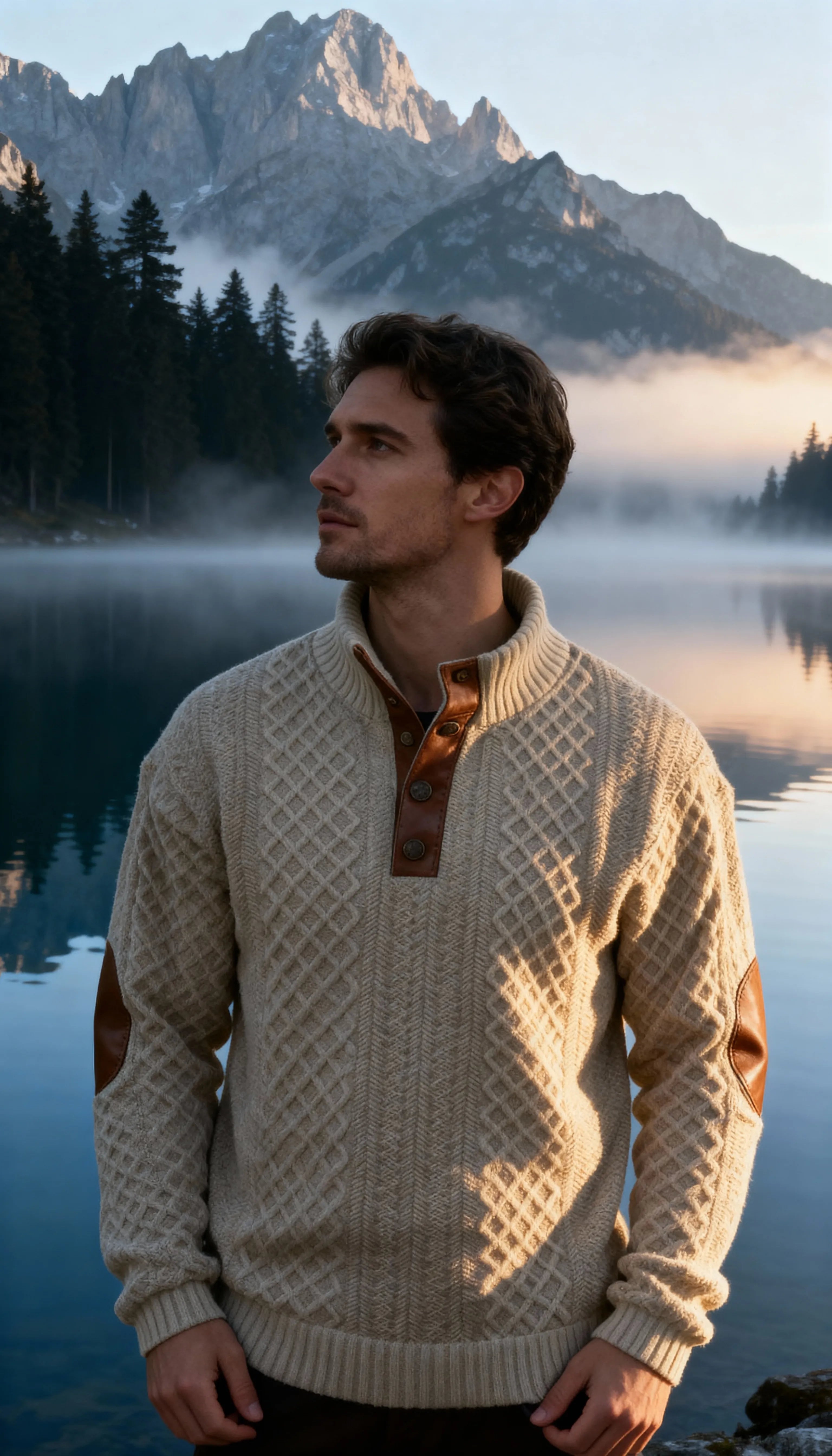 Men’s Knit Sweater – High Collar Pullover Casual Everyday Knitwear