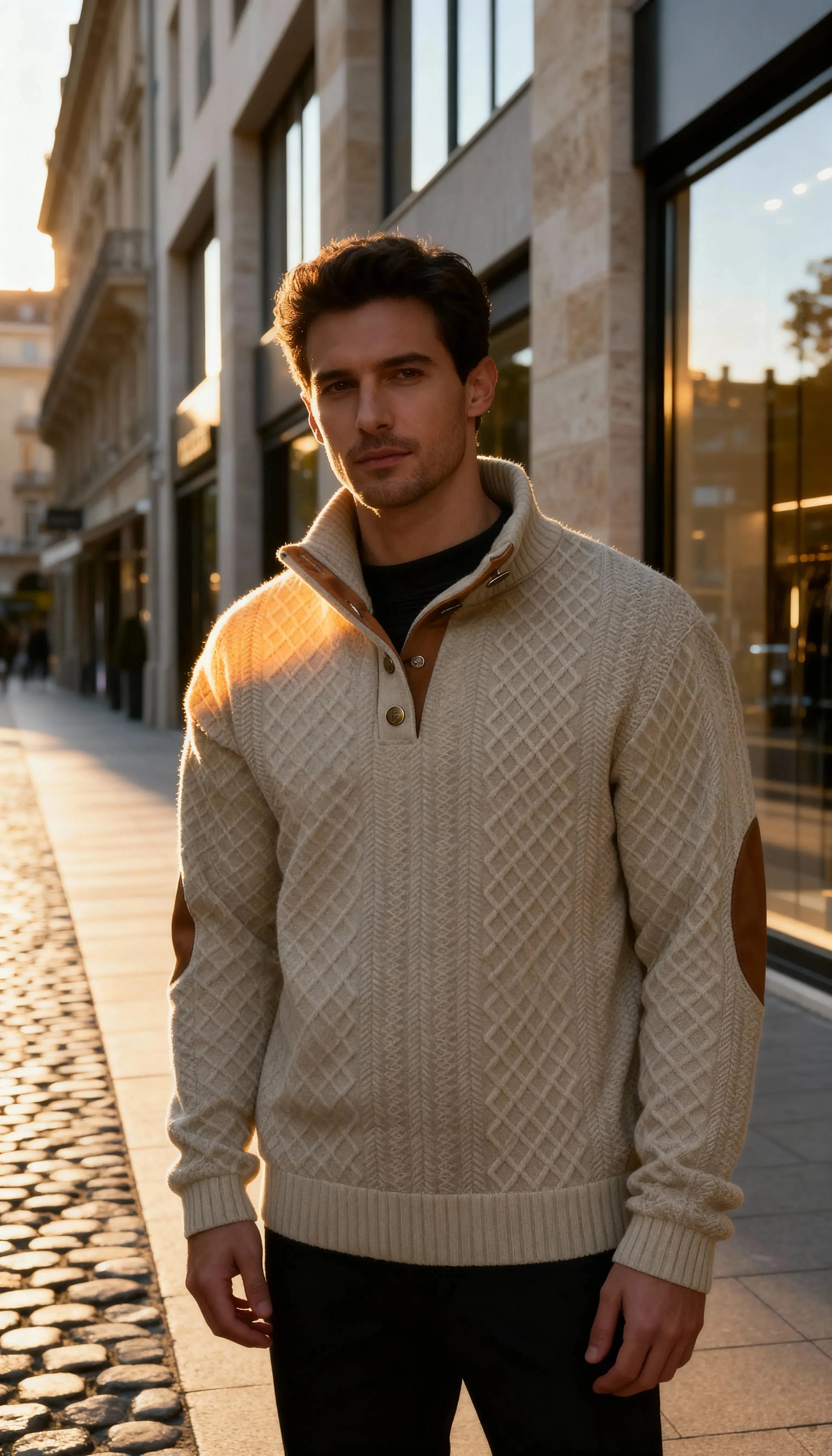 Men’s Knit Sweater – High Collar Pullover Casual Everyday Knitwear